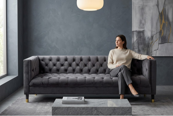 Canapé Chesterfield anthracite Meubles créatifs Canapés 4 places Canapés textiles