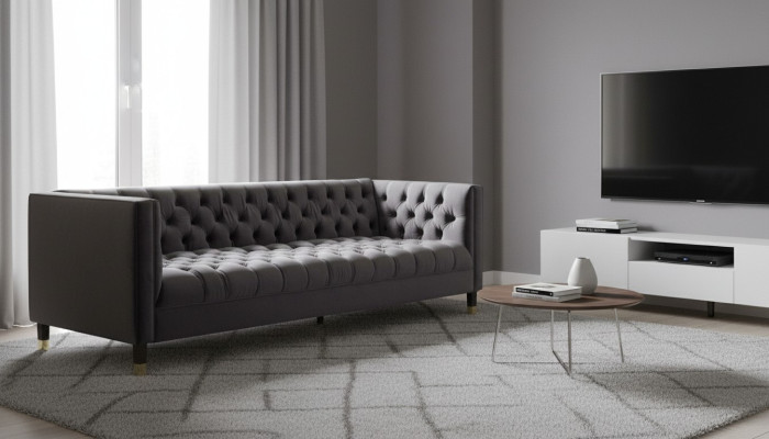 Canapé Chesterfield anthracite Meubles créatifs Canapés 4 places Canapés textiles