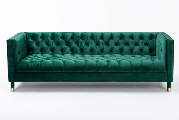 Canapé-lit en tissu de luxe Chesterfield vert 4 places