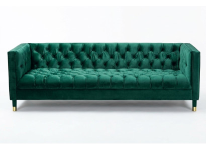 Canapé-lit en tissu de luxe Chesterfield vert 4 places