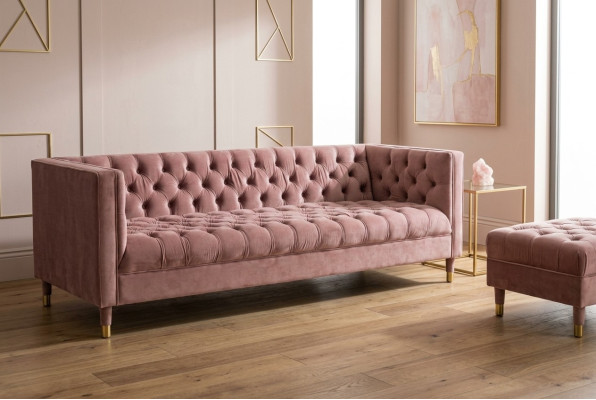 Canapé Chesterfield rose Meubles de canapés 4 places Tissu d'ameublement Canapés xxl grande taille 230cm