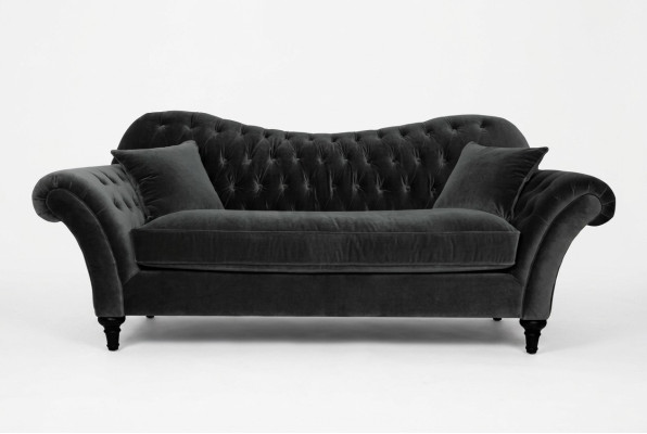 Couches Tapisserie Canapé Canapés Chesterfield Noir Trois Places Tissu Salon Neuf