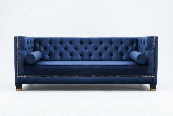 Chesterfield bleu Trois places Canapés en tissu Design pour le salon