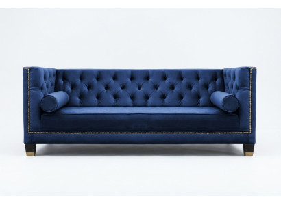Chesterfield bleu Trois places Canapés en tissu Design pour le salon