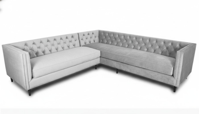 Canapé d'angle Gris Grand Tissu Chesterfield Canapés Meubles Créatifs Nouveau Salon
