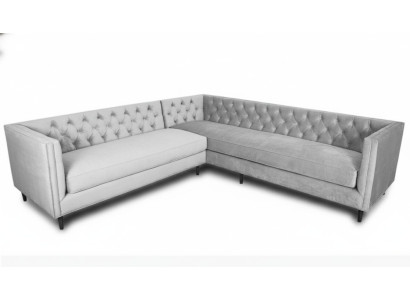 Canapé d'angle Gris Grand Tissu Chesterfield Canapés Meubles Créatifs Nouveau Salon