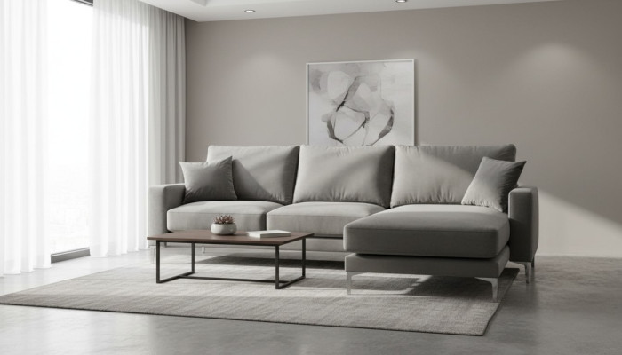 Sofa d'angle pour salon en tissu textile gris xxl Big Creative Furniture Chesterfield Sofas