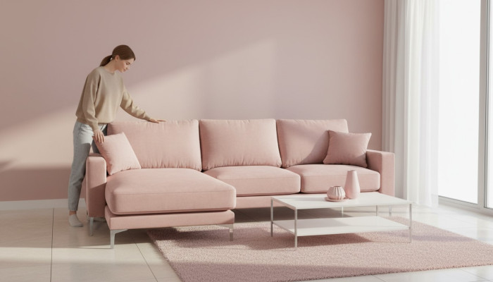 Tissu textile canapés chesterfield mobilier créatif salon canapé d'angle rose XXL grand