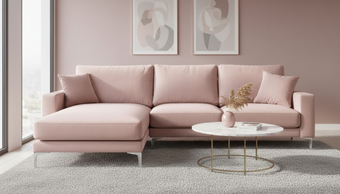 Tissu textile canapés chesterfield mobilier créatif salon canapé d'angle rose XXL grand