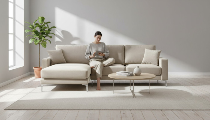 Canapé loft Canapé d'angle de luxe Mobilier Ensemble de coins Canapés en velours Beige Salons