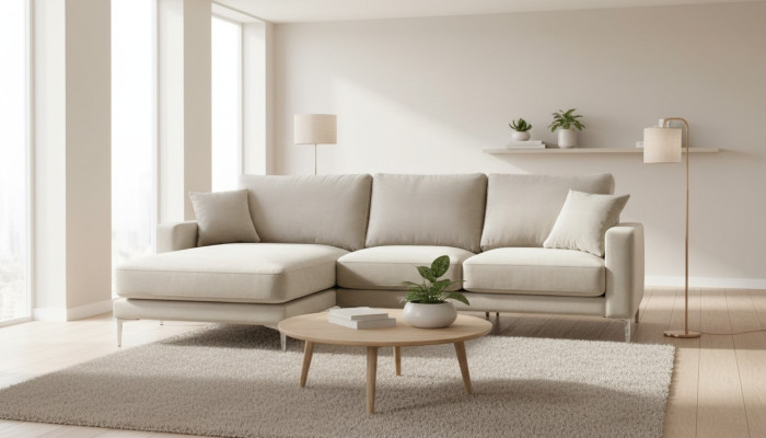 Canapé loft Canapé d'angle de luxe Mobilier Ensemble de coins Canapés en velours Beige Salons