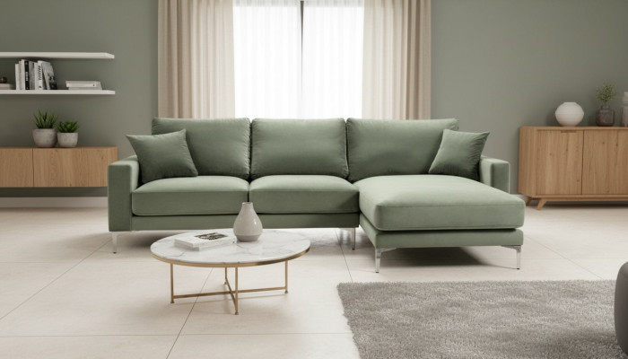 Sage Green Green Canapé d'angle Tissu Salon Design Canapés Rembourrage Canapé Canapés neuf