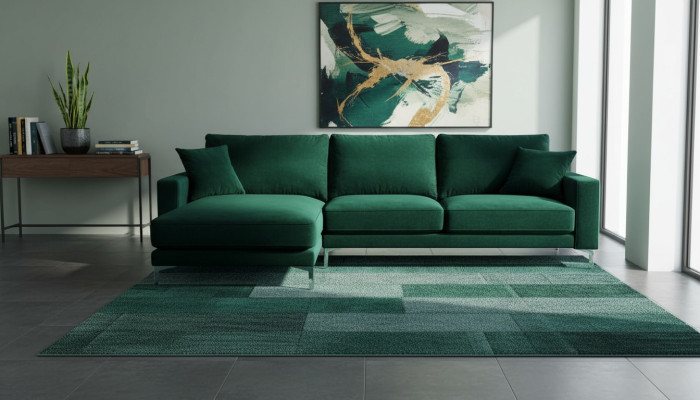 Canapé en coin de luxe Loft Canapé d'angle Mobilier Ensemble de coin Canapés en velours canapés verts Salon