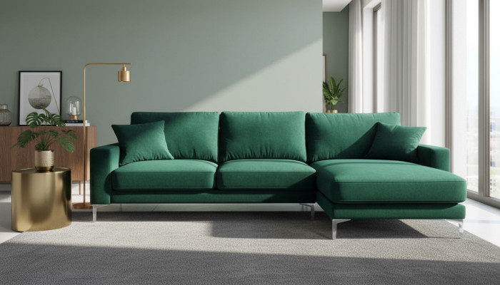 Canapé Loft Canapé d'angle de luxe Canapé d'angle Mobilier Ensemble de coins Canapés en velours Canapés de salon verts