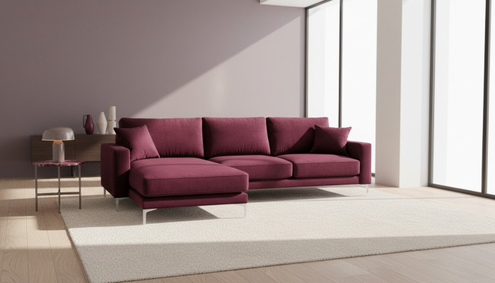 Canapé d'angle en velours rouge Bourgogne Conception de canapés Sofas Rembourrage Canapé Canapés Design de meubles italiens.