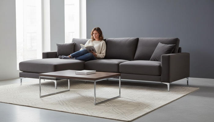 Canapé italien Noir Canapé d'angle Mobilier pour salon Conception Canapés Rembourrage Sofa