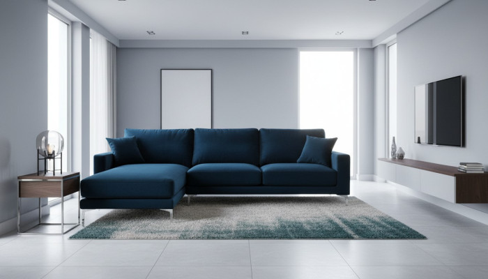 Canapé d'angle en tissu turquoise design créatif de salon Sofas nouvellement rembourrés