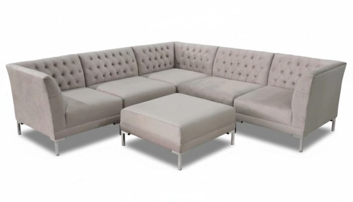 Canapé d'angle Chesterfield Tabouret 2 pièces. Ensemble Textile Tissu Canapés Canapés Suite d'angle neuf.