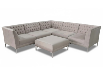 Canapé d'angle Chesterfield Tabouret 2 pièces. Ensemble Textile Tissu Canapés Canapés Suite d'angle neuf.