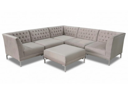 Canapé d'angle Chesterfield Tabouret 2 pièces. Ensemble Textile Tissu Canapés Canapés Suite d'angle neuf.