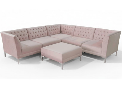 Canapé d'angle rose Tabouret Canapés Chesterfield Meubles xxl Gros Canapés en tissu Textill 2 pièces