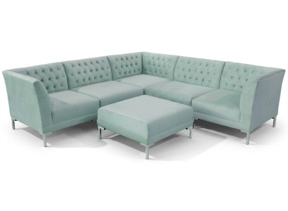 Turkis Bleu e Canapé d'angle Salon Mobilier de style Chesterfield Country House Suite 2pcs.