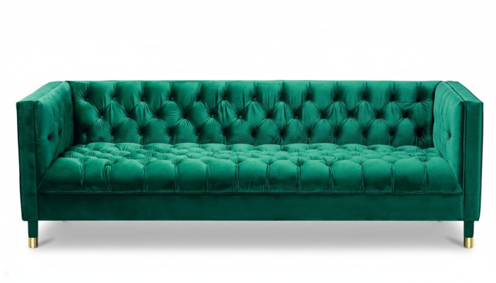 Vert Trois Places Tissu Chesterfield Design Canapés Tapisserie Canapé Salon 230cm
