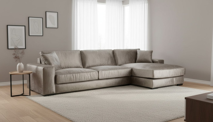 Canapé d'angle marron Tissu Salon Canapés Design italien Canapés Rembourrage Sofa