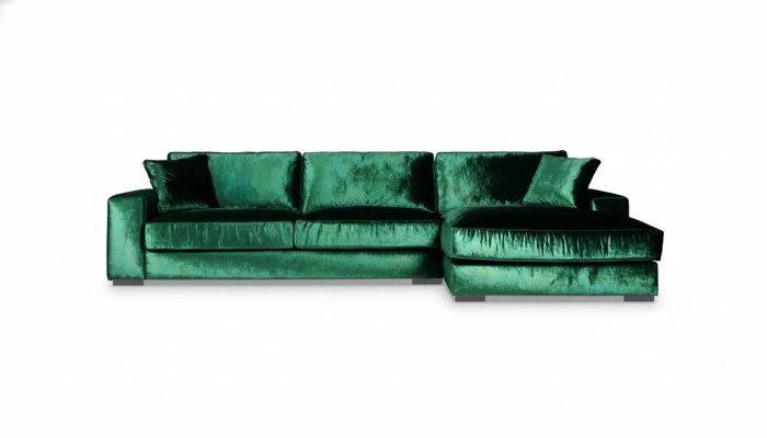 Canapé d'angle vert en tissu pour salon - Design - Canapés avec rembourrage - Grands canapés en velours neufs