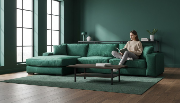 Canapé d'angle Canapés Mobilier italien Tissu Salon Canapés Rembourrage Canapé Vert nouveau