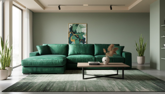 Canapé d'angle Canapés Mobilier italien Tissu Salon Canapés Rembourrage Canapé Vert nouveau