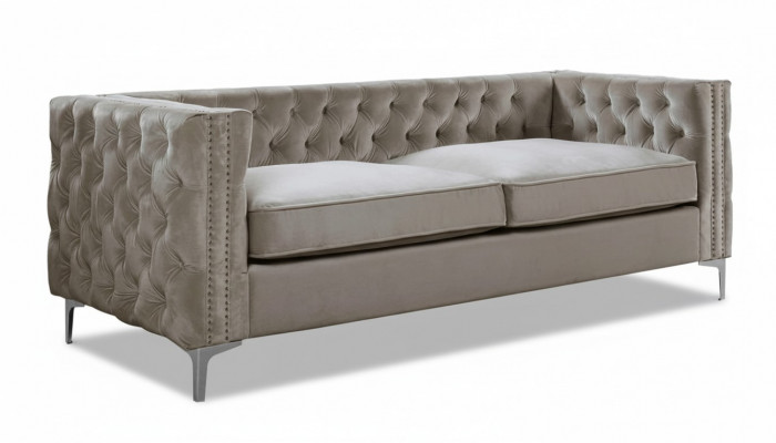 Chesterfield canapé trois places en textile moderne en velours pour le salon de luxe