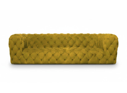 Canapé Chesterfield jaune quatre places XXL canapé grand confortable canapés moelleux neufs.