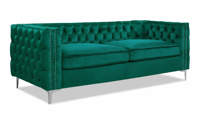 Canapé Chesterfield vert en velours de luxe ensemble de canapés avec des boutons rembourrés neufs