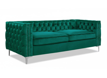 Canapé Chesterfield vert en velours de luxe ensemble de canapés avec des boutons rembourrés neufs