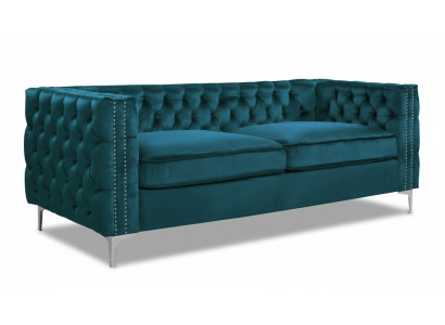 Canapé chesterfield turquoise en velours de luxe, ensemble de canapés, boutons rembourrage nouveau