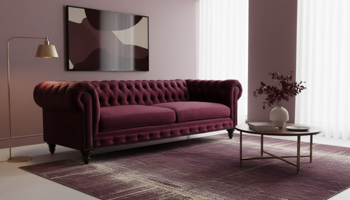 Sofas Tissu Canapés Meubles Créatifs 3 Places Nouveau Canapé Chesterfield Bordeaux
