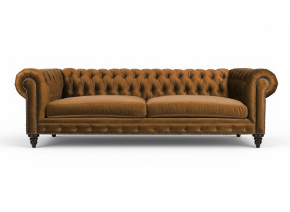 Chesterfield Trois Places Meubles Créatifs Tissu Orange Nouveau Salon Moderne