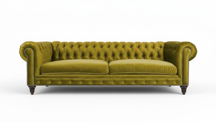 Salon jaune Chesterfield moderne Trois places Meubles créatifs Tissu textile xxl