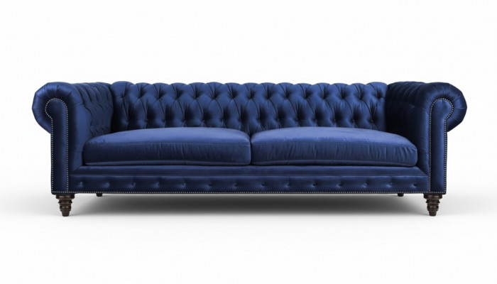 Chesterfield canapé trois places Bleu nouveau Salon Moderne Meubles Créatifs Tissu Textile