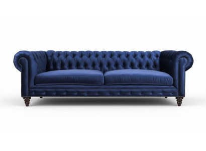 Chesterfield canapé trois places Bleu nouveau Salon Moderne Meubles Créatifs Tissu Textile