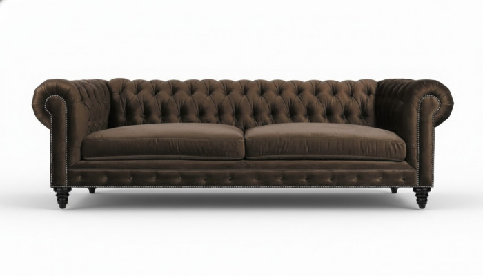 Chesterfield Brown nouveau salon moderne Trois places Mobilier créatif Tissu en textile