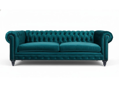 Chesterfield Trois places Meubles créatifs Tissu textile Bleu vert Salon Moderne