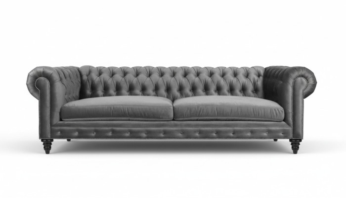 Trois places Chesterfield Meubles Créatifs Tissu Gris Living Room Moderne