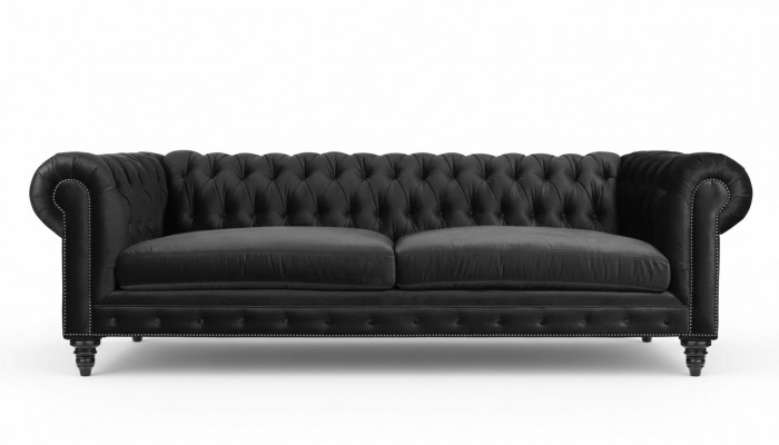 Chesterfield Noir Salon Moderne Trois Places Meubles Créatifs Tissus Textiles