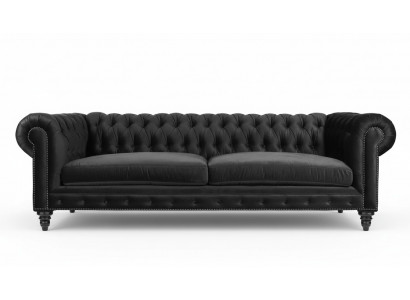 Chesterfield Noir Salon Moderne Trois Places Meubles Créatifs Tissus Textiles