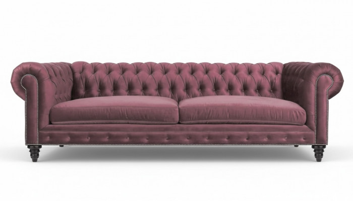 Chesterfield Meubles Créatifs Tissu Rose Canapé Salon Moderne Trois Places