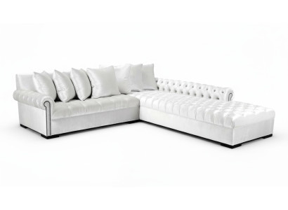 Canapé d'angle blanc en tissu Chesterfield Design Canapés Rembourrés Canapés en Tissu Mobilier de Luxe