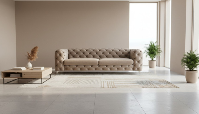 Canapé Chesterfield trois places brun canapés meubles textile salon canapé velours
