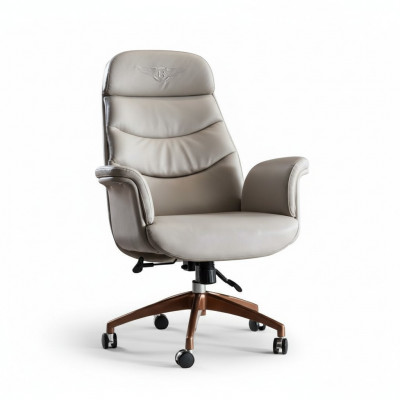 Chaise de bureau en cuir beige en acier inoxydable Mobilier de bureau de luxe Mobilier Neuf